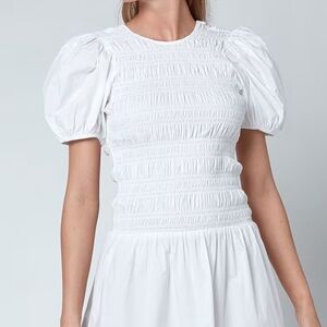 NWT| Ganni Poplin Shirred Maxi Dress